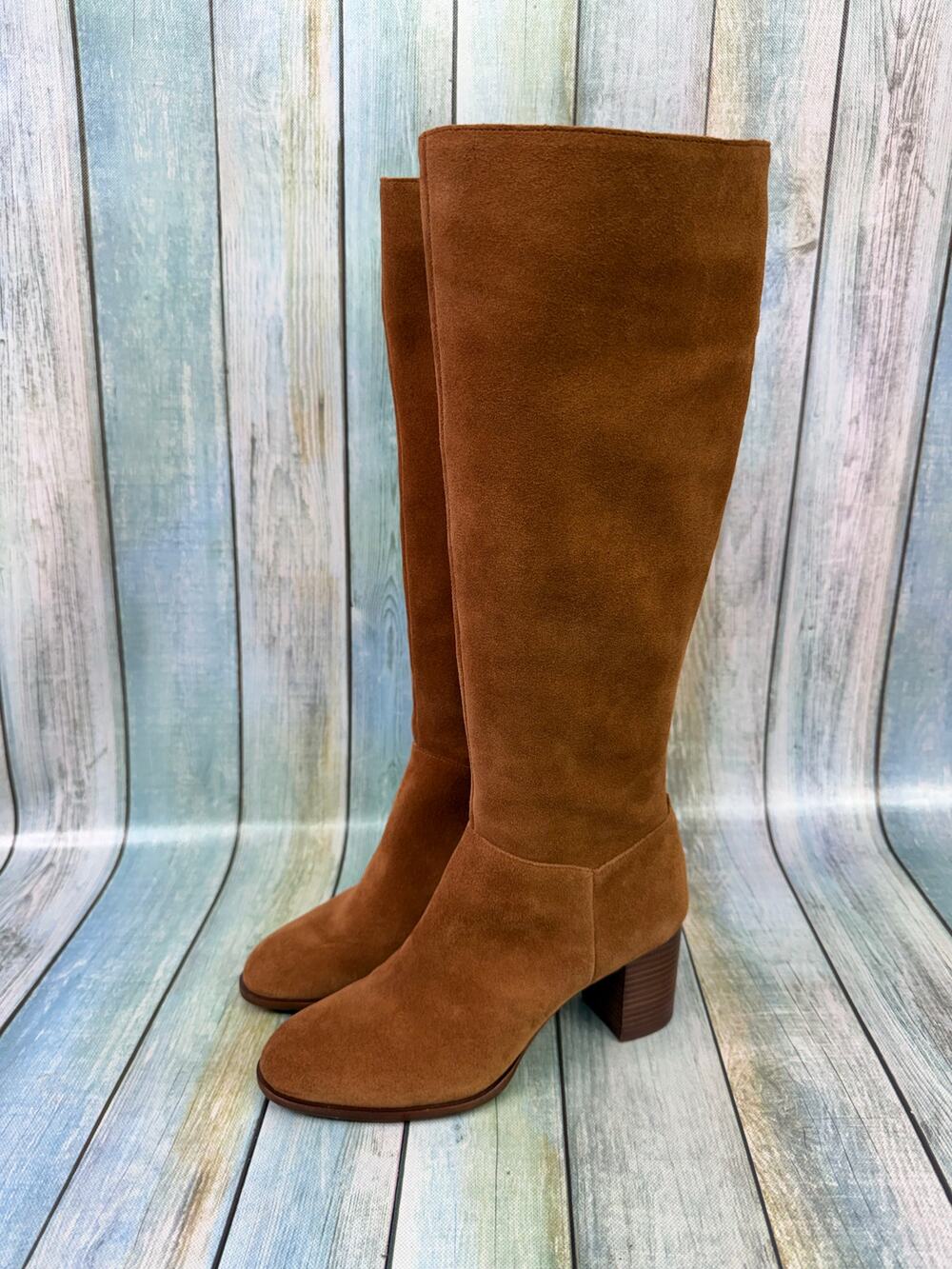 Antonio Melani Valerie Suede Tall Shaft Dress Boots Brown Suede Heeled Size 8